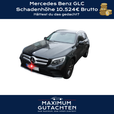 Beschädigter Mercedes Benz GLC mit Schadenhöhe 10.524€ Brutto