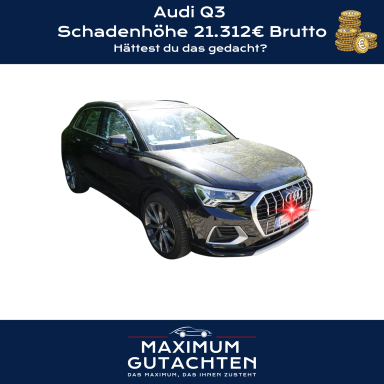 Beschädigter Audi Q3 mit Schadenhöhe 21.312€ Brutto
