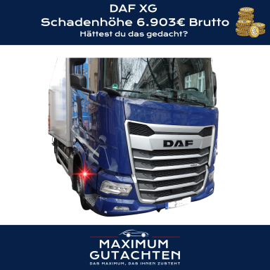 Beschädigter DAF XG mit Schadenhöhe 6.903€ Brutto
